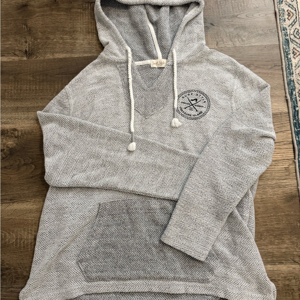 Surf Style Gray Patterned Hoodie